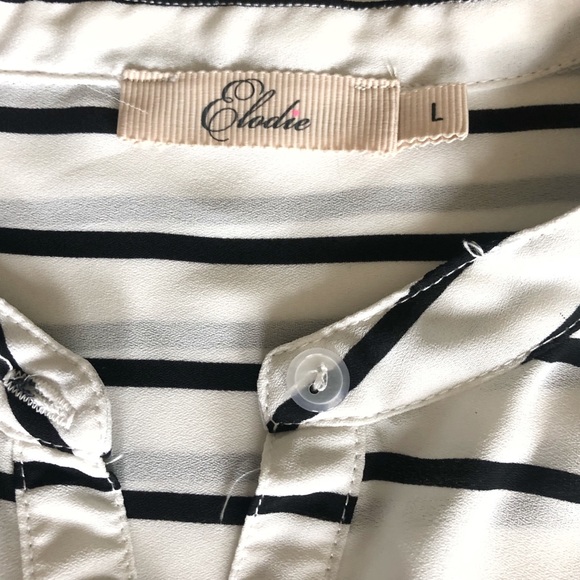 ELODIE Black & White Striped Blouse - Picture 7 of 10